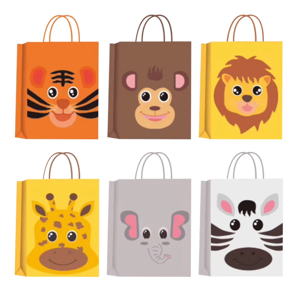 

5Pcs Jungle Safari Animal Zoo Happy Birthday Party Paper Candy Box Kids Gift Cookies Packaging Bags Baby Shower Decor Supplies