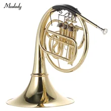 Muslady французский Рог B/Bb плоский 3 ключа латунный золотой лак Однорядный Сплит духовой инструмент с мельхиором мундштук чехол