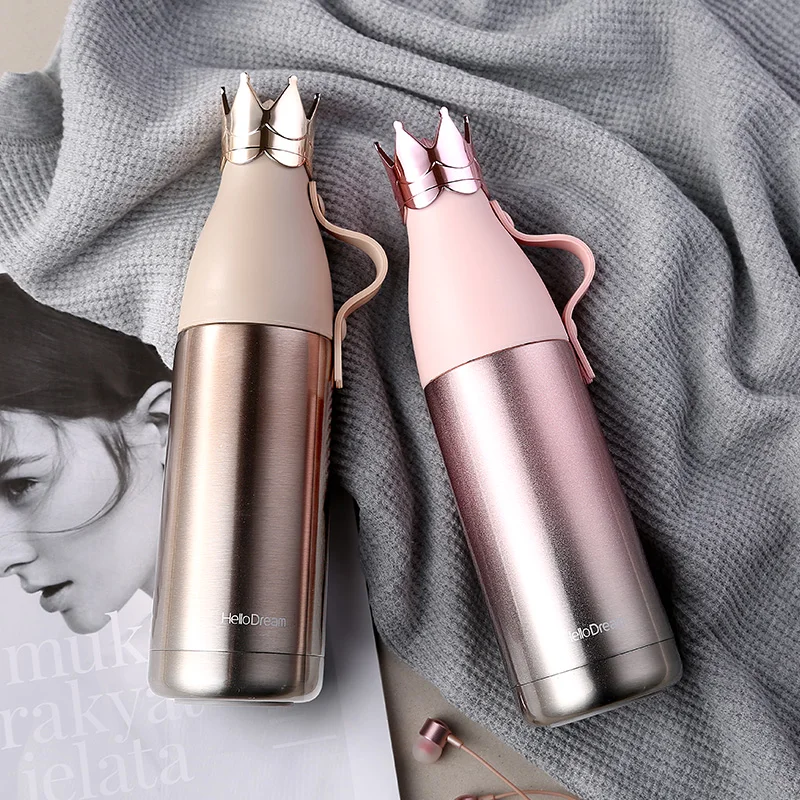 

Crown Stainless Steel Thermos Cup Gradient Creative Insulated Water Bottle 240Ml/350Ml Portable Vacuum Flask Student Kettle