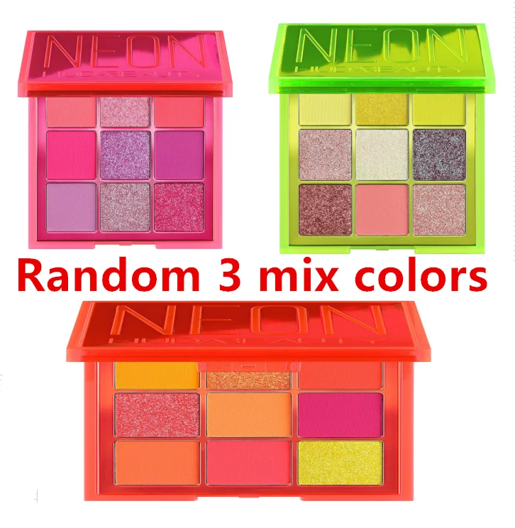 HUDAS beauty Makeup набор nuda beauty блеск для век Палитра неоновый оранжевый навязчивый с Hudas матовый Smokey контур и стробоскоп - Цвет: Random mix 3 colors