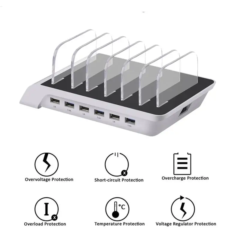 Foxnovo Многофункциональный 6 usb зарядных портов USB зарядное устройство станция-концентратор док-станция телефон Подставка для телефонов планшетов