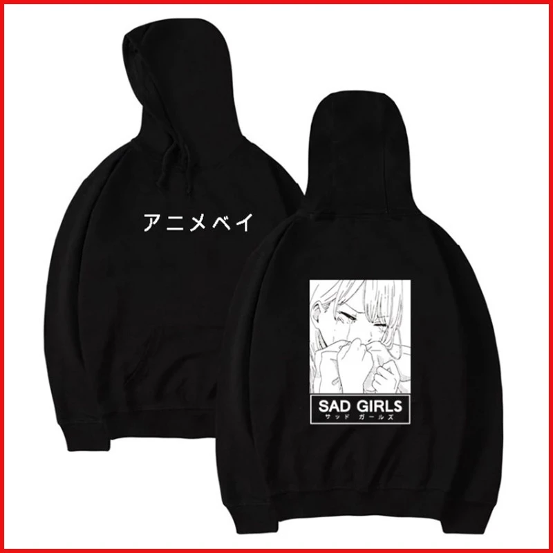 sad anime girl hoodie