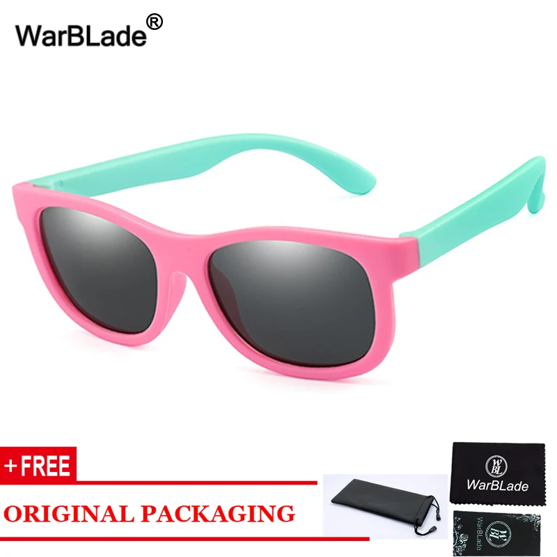pink green gray Модные Поляризационные детские солнцезащитные очки для мальчиков и девочек, детские солнцезащитные очки, фирменный дизайн, защитные очки для младенцев, UV400 - Цвет линз: pink green gray