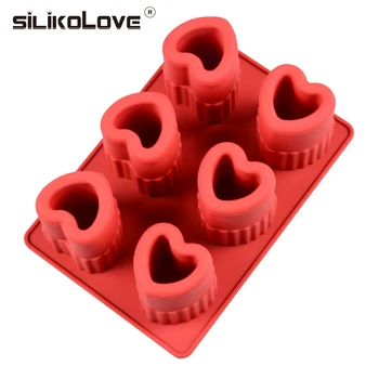 

SILIKOLOVE 6 Cavity 3D Heart Ice Cube Mold Silicone Ice Mold DIY Homemade Ice Cue Tray