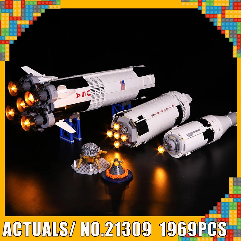

37003 1969Pcs Creative Series The Apollo Saturn V Launch Vehicle lEGOED Children Educational Building Blocks Bricks Toy 21309