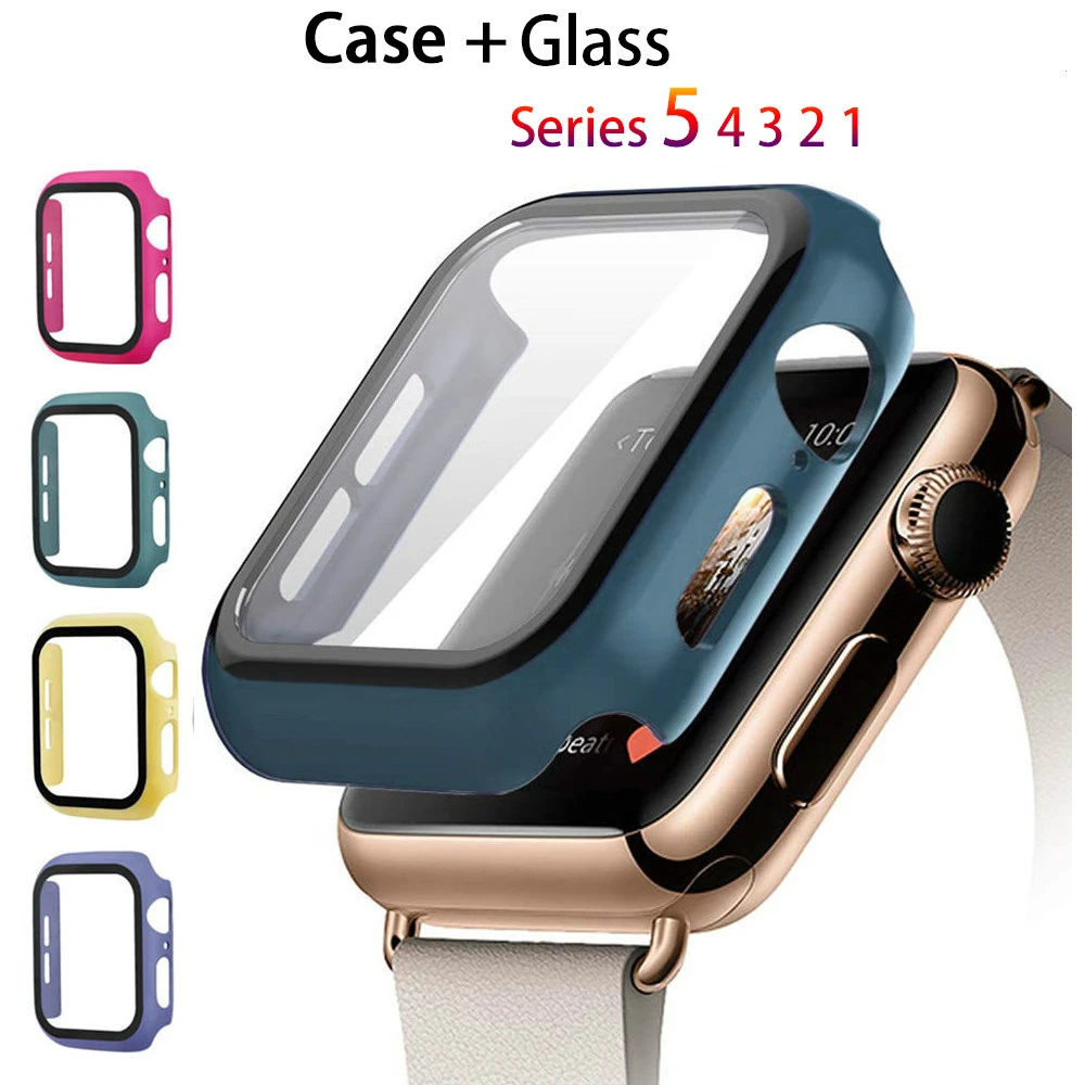 Apple Tempered Case Screen Protector Cover Bumper Watch Accessories Glass Watch  5 4 44mm 40mm Iwatch 3 2 1 42mm 38mm for Apple - AliExpress Watches