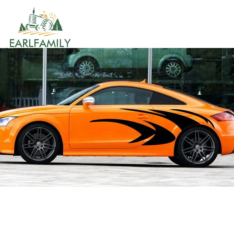 EARLFAMILY, 190 см x 57 см, 2x автомобильные наклейки, s Racing Stripes, графика двигателя, Верхнее колесо, автомобильная пленка, наклейка, виниловая, Авто Наклейка