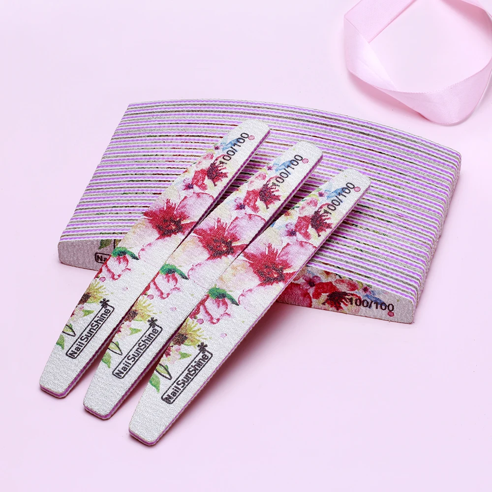 

2-Sided Nail File 10pcs/lot Buffer File 100/100 Sanding Grit Flower Files Pedicure Polish Manicure Tool Diy Nail Tip Art File,ll