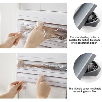 

Multipurpose Shelf Storage Box Paper Holder Plastic Wrap Cutter Dispenser Preservative Film Cutter Kitchen Tool XHC88