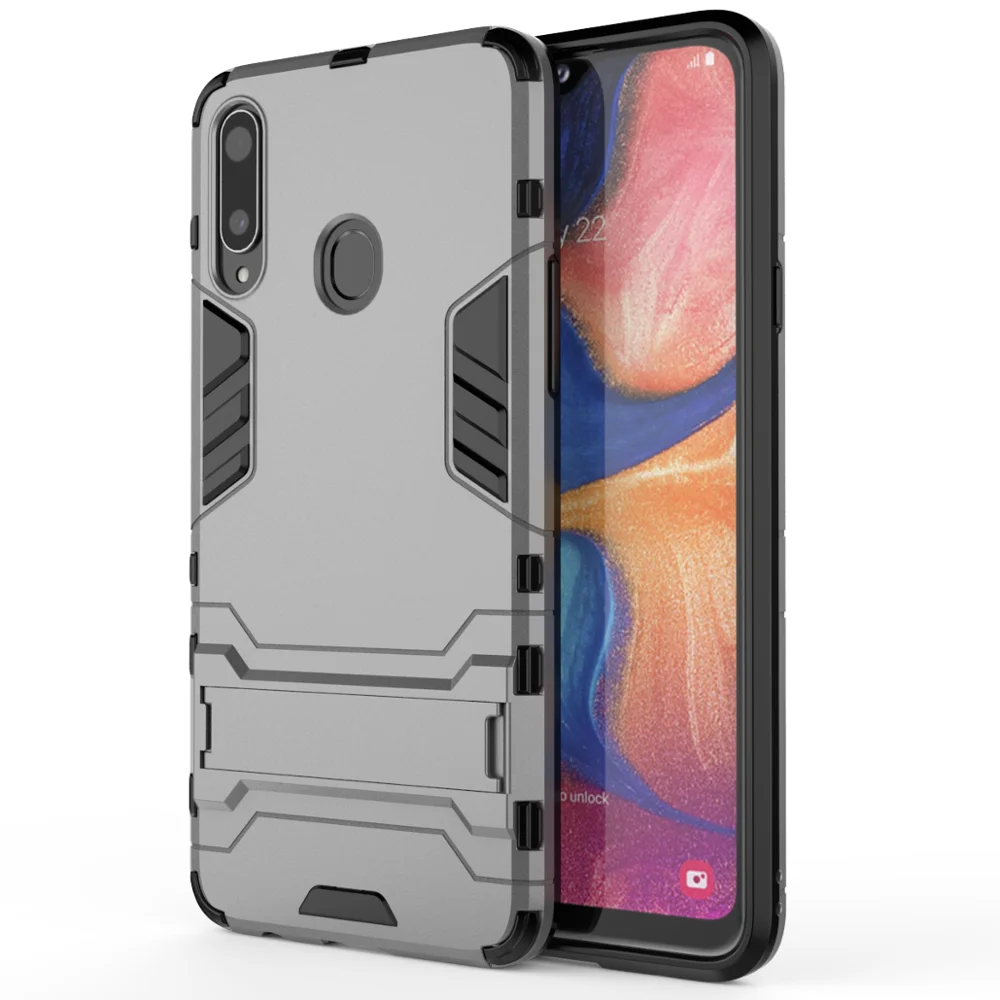 OUDINI задняя крышка Подставка Броня противоударный чехол для samsung Galaxy A20 A20E A20S M20 A2core чехол - Цвет: Gray