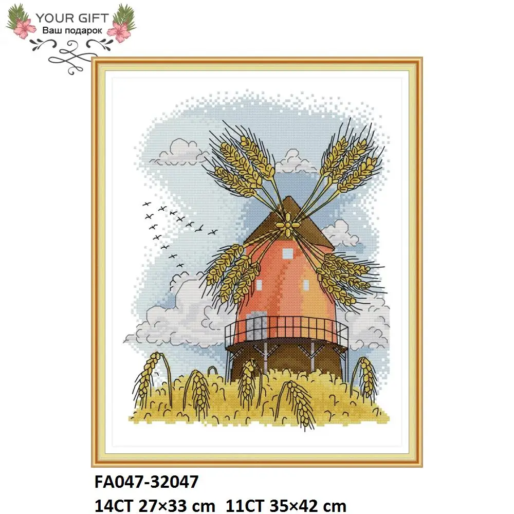 Joy Sunday Four seasons windmill FA045FA046FA047FA048 Counted and Stamped Home Decor Spring Summer Autumn Winter Cross Stitch
