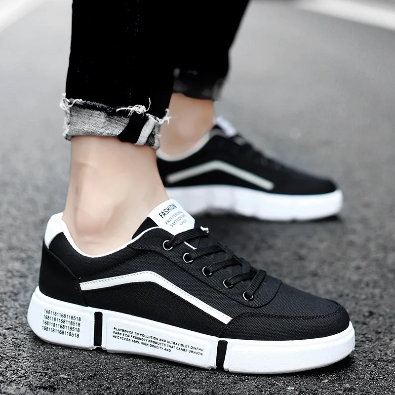 

Canvas Shoes Men's Korean-style Fashion Summer New Style Breathable Students Sports Casual Board Shoes Teenager Couples Black An