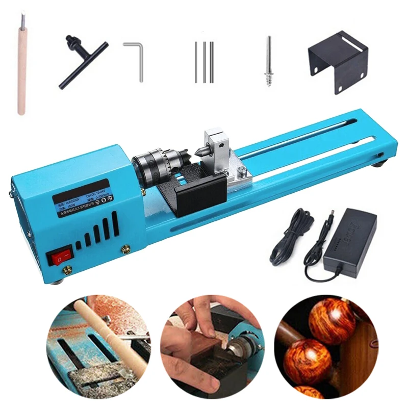 

Mini DIY 150W Wood Lathe Bead Cutting Machine Drill Polishing Grinding Tools Set