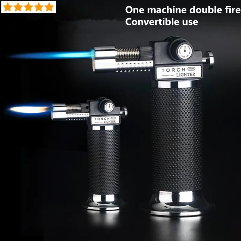 

Cigar Windproof Lighter Two Flames Lighter Torch Turbo Lighter spray gun weld gun lighter for BBQ gas Lighter Cigarette Lighters
