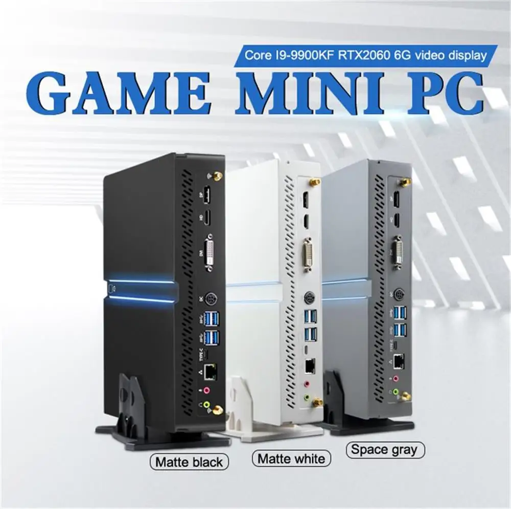2021 juego de computadora de escritorio Mini PC Windows 10 4K Intel I9-9900KF RTX2060 I7-9700KF 32GB de RAM M.2 NVMe 2 * DDR4 HDMI2.0 DP WiFi