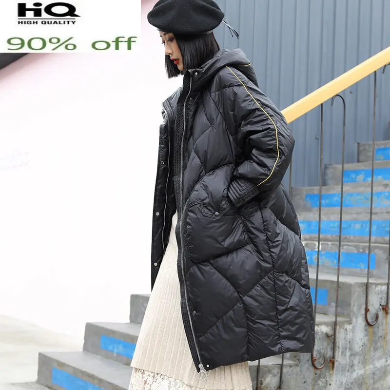 

Women's Winter Down Jacket Hooded Coat Female 90% White Duck Down Jackets Korean Parkas Woman New 2022 Abrigo Mujer Pph2635