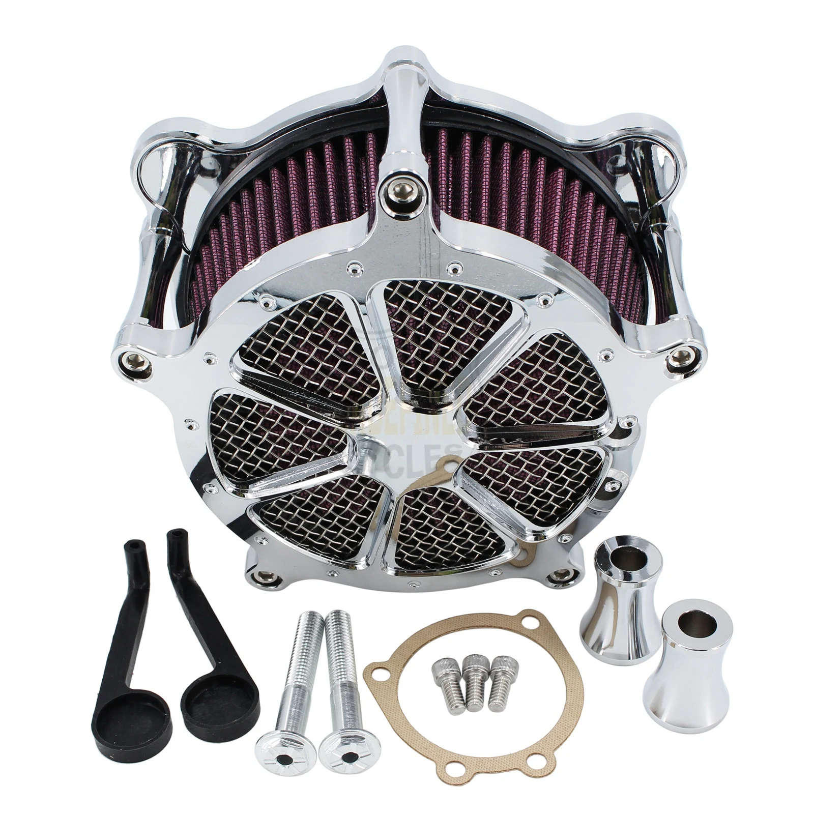 Chrome Air Cleaner Intake Filter System Kit Contrast Cut for Touring Road King Electra Glide Road Glide Street Glide Softail Dyna FXR 
