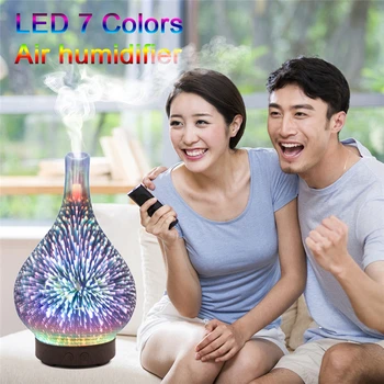 

Glass Night Lights Diffusers Humidifier 7 Colour Changing LED Lights Aroma Diffu USB Fogger Mist Maker for Home Office Car