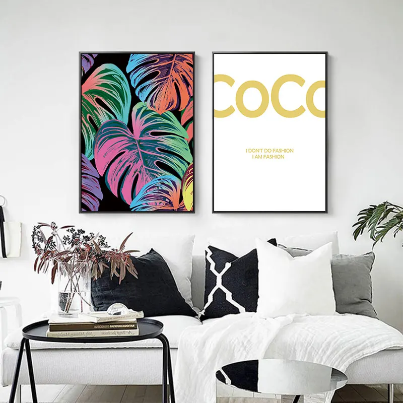 TAAWAA Green Leaves Poster Canvas COCO Posters and Prints Nordic Wall Art Painting Pictures For Living Room Home Decoration | Дом и сад