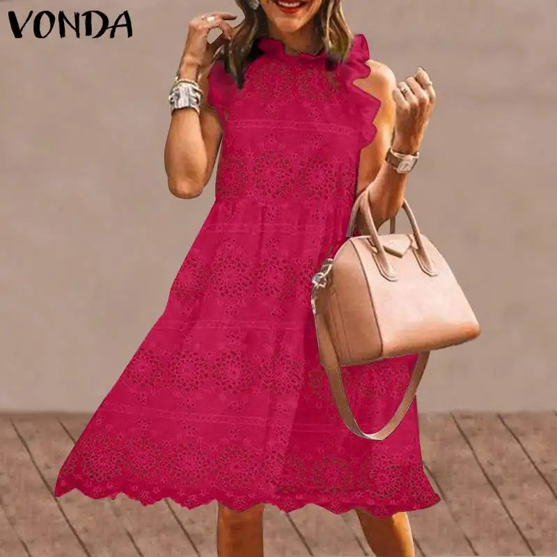 Party Dress Women Bohemian Sundress 2020 VONDA Ruffles Sleeve Hollow Mini Dress Beach Women'Summer Sundress Plus Size Robe Party Dress Women Bohemian Sundress 2020 VONDA Ruffles Sleeve Hollow Mini Dress Beach Women'Summer Sundress Plus Size Robe