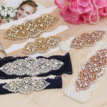 Свадебные Подвязки Кристалл Бисероплетение Кружева цветок синий сексуальный подвязка 2 шт набор для женщин/кольцо невесты Подвязки для ног невесты