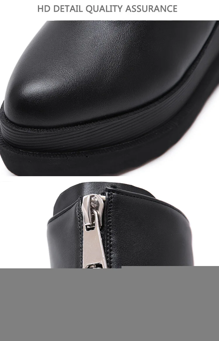 COWCOM Martin Boots Zipper Plus Fleece Soft Leather High-heeled Shoes Leather Boots Women Winter Boots Women JXQ-255-105