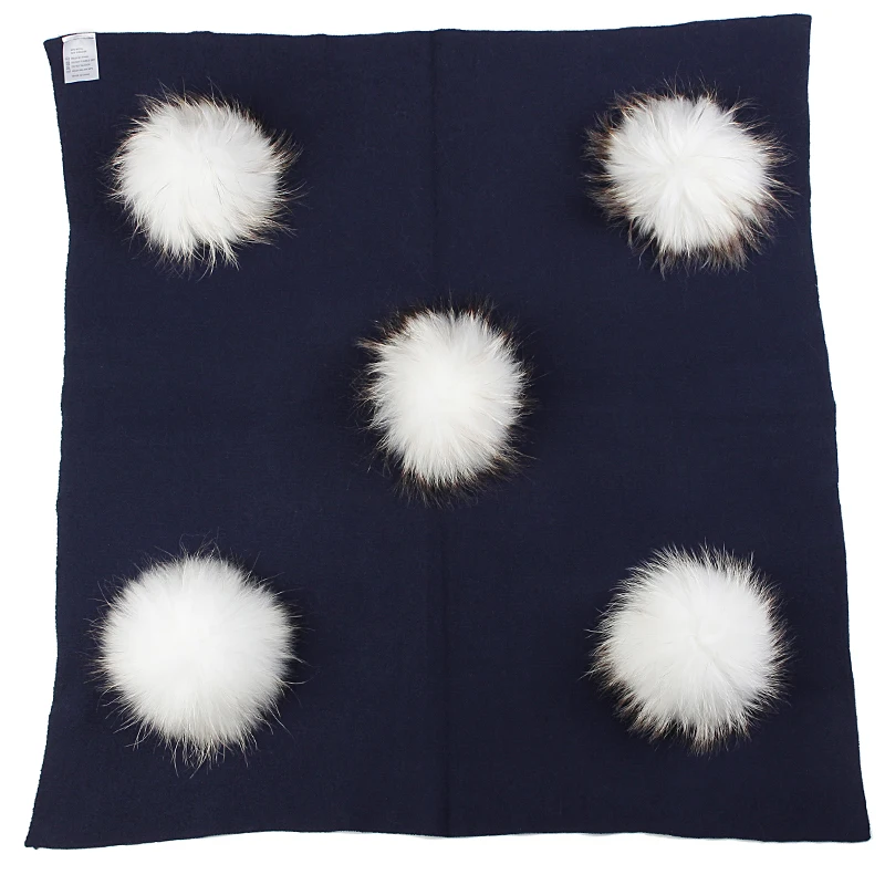 navy white Charm wood/теплое шерстяное Пеленальное Одеяло для новорожденных и детей постарше, одеяло для путешествий и сна с помпоном из натурального меха 15 см, постельные пеленки - Цвет: navy white