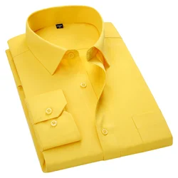 Camisa masculina de manga comprida magro vestido de ajuste casual branco azul vermelho amarelo masculino botões sociais camisa plus size 3xl 4xl 5xl 6xl 7xl 8xl
