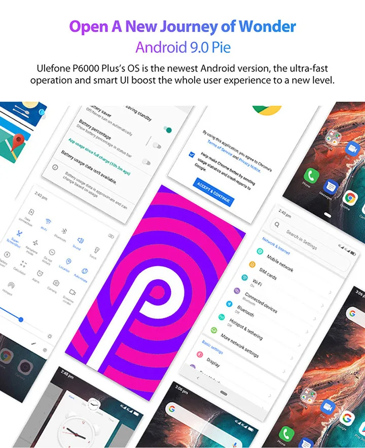 Ulefone P6000 Plus Android 9,0 6350 мАч смартфон 6,0 дюймов Face ID HD + Двойная камера Ouad Core 3 ГБ 32 ГБ Face ID4G LTE мобильный телефон