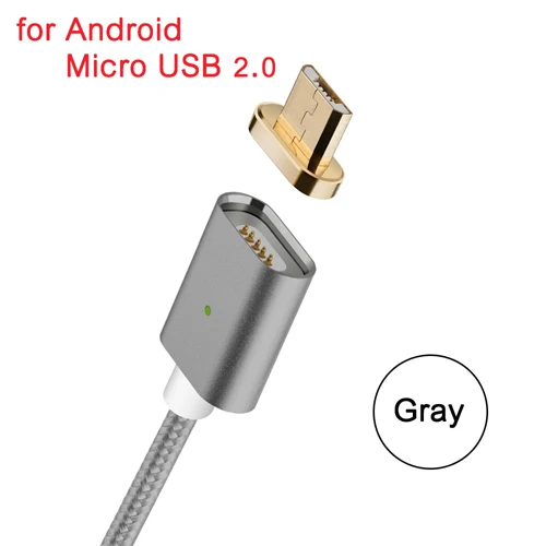 CANDYEIC Micro USB кабель Магнитная Зарядное устройство для samsung Xiaomi huawei sony Android мобильного телефона быстрой зарядки Магнит кабель для передачи данных провода - Цвет: Gray Micro Cable