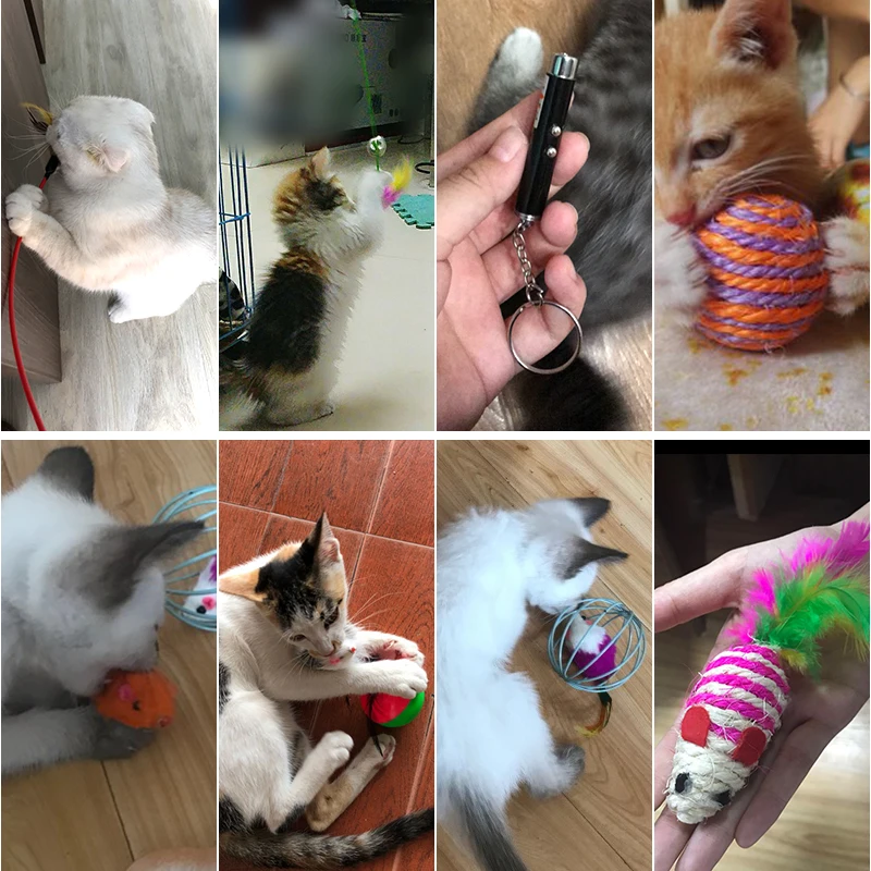 Игрушки для кошек, мяч для катания, кошка, мышь, котенок интерактивный, забавная удочка, игра, палочка, перо, палочка, игрушечные домашние питомцы, аксессуар