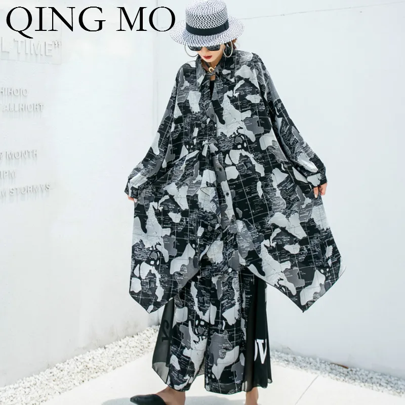 QING MO/женский модный комплект большого размера осень 2020 Женская Асимметричная