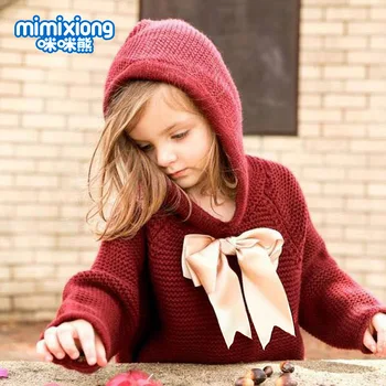 

Newborn Toddler Baby Girls Knit Tassel Hooded Coat Jacket Winter New Solid Bow Tassel Outwear Bowknot Cloak