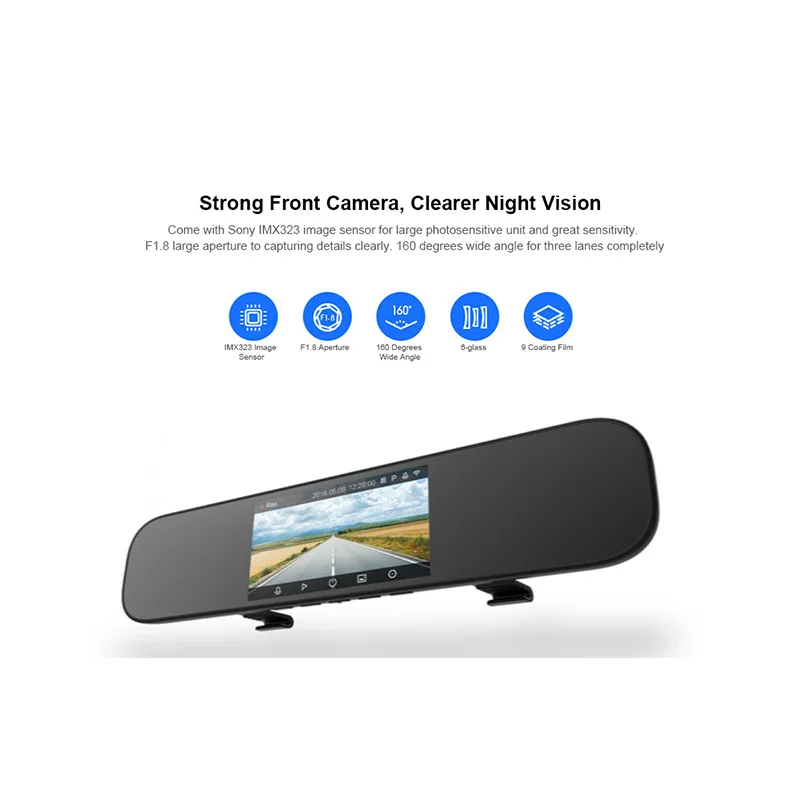 Xiaomi Mijia Smart DVR Rearview Mirror Car Voice Control 1080P HD Night Version 5 Inch IPS Screen D