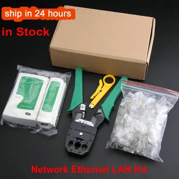 

Network Ethernet LAN Kit 4 in 1 Cable Tester + Crimping Plier Crimper + Wire Stripper +100 x Rj45 Cat5 Cat5e Connector Plug Netw