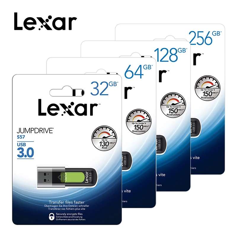 Lexar S57 USB флэш-накопитель 128 ГБ 256 ГБ макс Reaing Скорость 150 МБ/с. JUMPDRIVE 32 Гб 64 Гб флэш-накопитель Mini U диск USB 3,0 флеш-накопитель