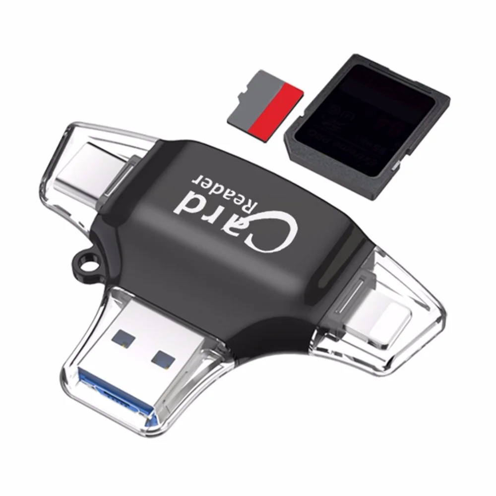 4 в 1 Многофункциональный кард-ридер type-C USB разъем OTG концентратор адаптер TF флэш-карта памяти ридер