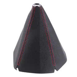 Universal 16mm PU Leather Carbon Fiber Shift Boot Cover (Red line)
