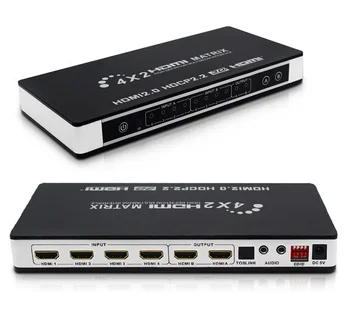 

HDMI Matrix 4x2 HD 4Kx2K HDMI Switch Splitter 4 Input 2 Output 3D 1080P 60Hz True Matrix Converter Adapter+Remote, Free Shipping