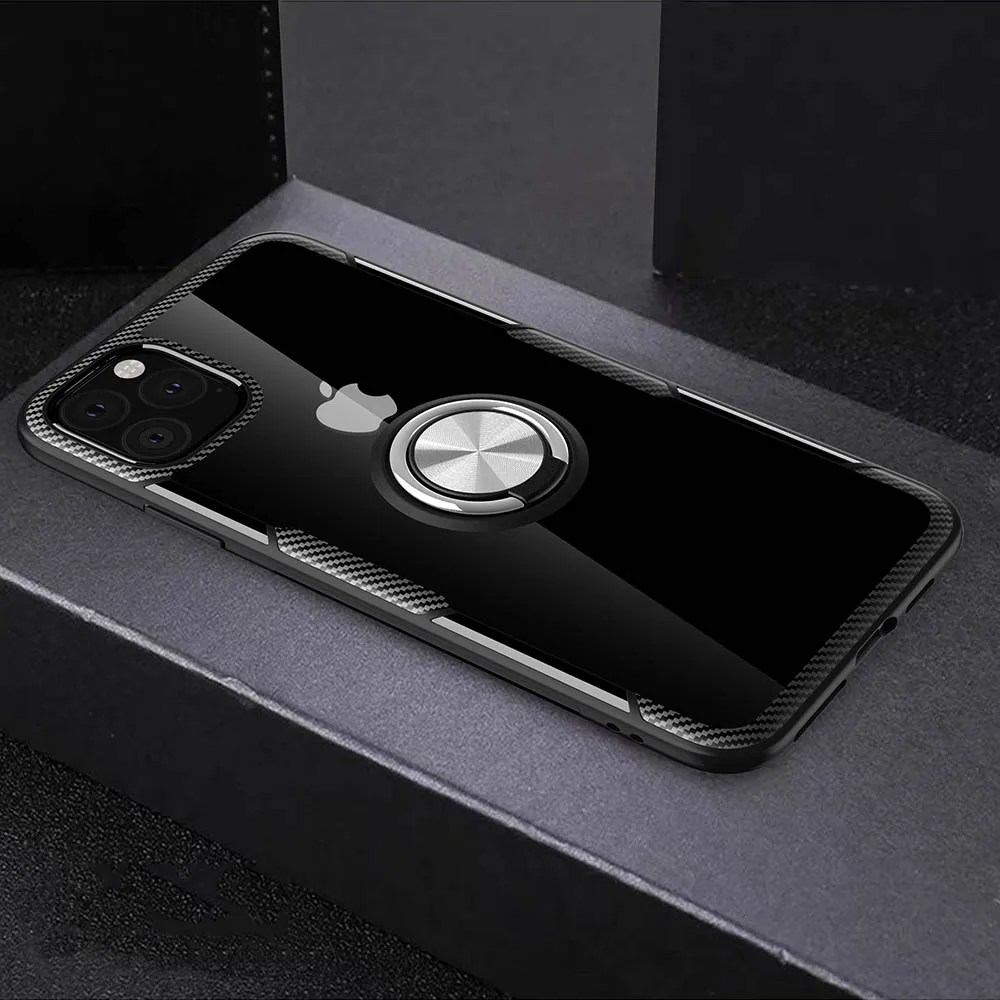 Прозрачный магнитный автомобильный держатель чехол для телефона для iphone 11 Pro Max чехол для iphone Xs Max Xr X 6 6S 7 8 Plus чехол - Цвет: Silver Black