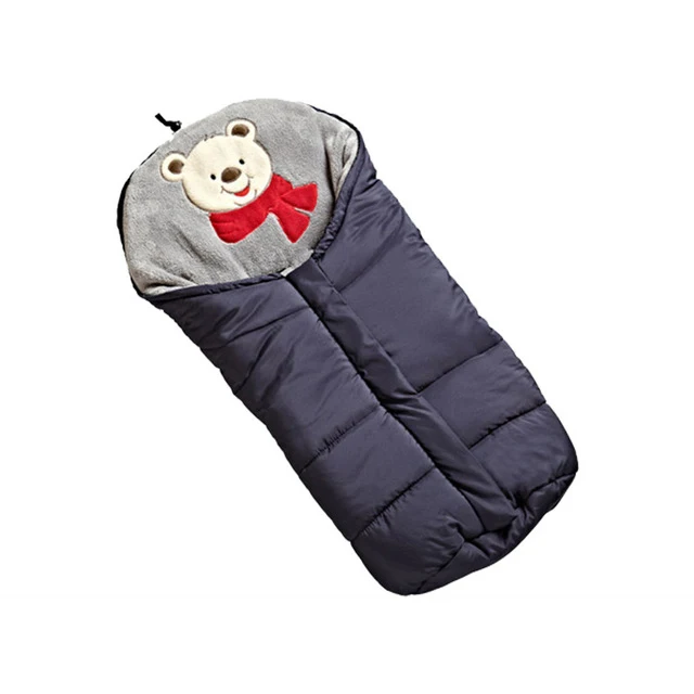 Зимний хлопковый спальный мешок для малышей, мягкий теплый конверт для новорожденных, Детские спальные мешки, утолщенная детская коляска, детский спальный мешок с муфтой для ног - Цвет: 82cm navy