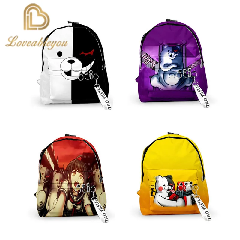 

3d Print Monokuma Backpacks Men Women School Bags Multi Pocket Travel Bags Teenage Unisex Shoulder Bag