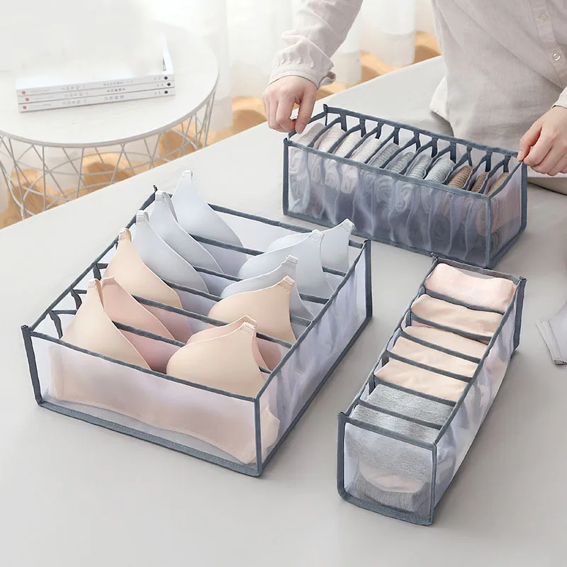 3 Teile/satz Schublade Lagerung Box Bh Closet Organizer Unterhose Socken Lagerung Gitter Finishing Box Faltbare 24 Grid Divider Bras Socke