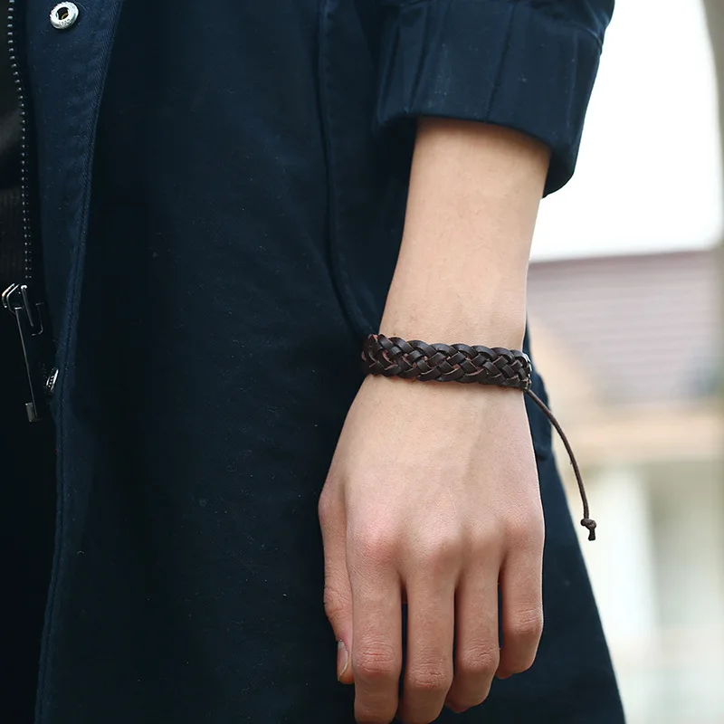 SIZZZ новые ювелирные изделия Прямая с фабрики ретро браслет простой тканый кожаный браслет и браслеты для женщин/мужчин