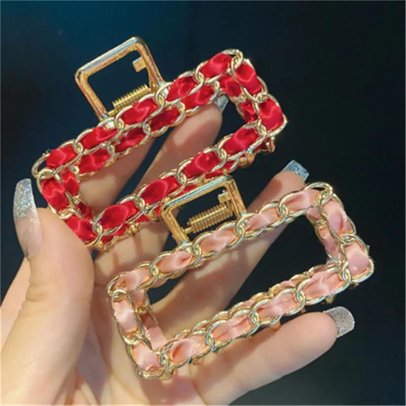 Chain Hair Claw Clip Clamp For Women Girl Alloy Geometric Bow Knot Korean Handmade Fashion Head Accessories Mujer Wholesale knot hair band