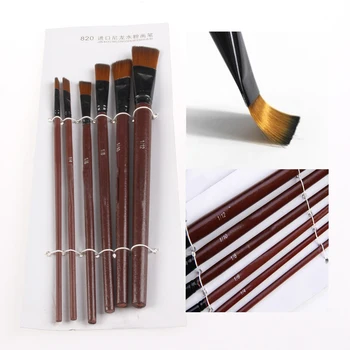 

6Pcs Nylon Acrylic Oil Paint Gouache Brushes For Artist Supplies Watercolor Set