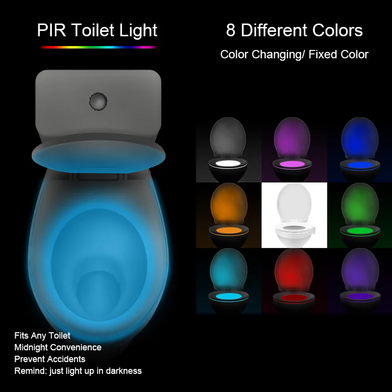Children 8 Colors Waterproof Toilet LED WC Toilet Lamps Luminaria Bedside Backlight Smart PIR Motion Sensor Toilet Night Light|LED Night Lights| - AliExpress