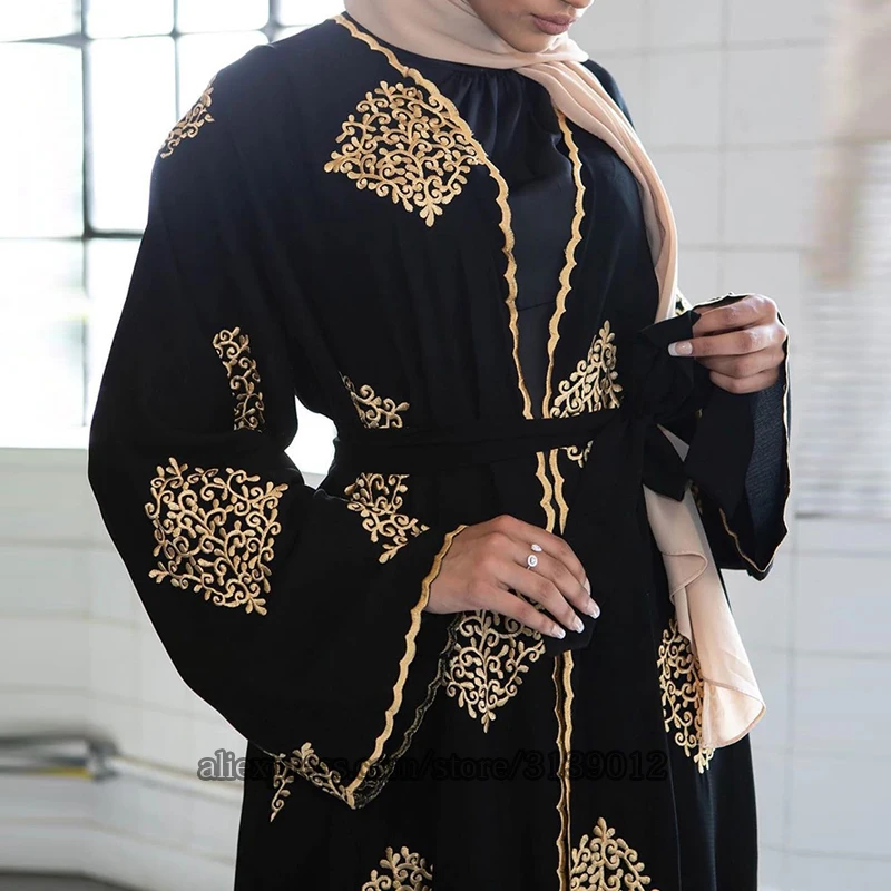 Dubai Open Abaya Kimono Muslim Hijab Dress Kaftan Abayas Islamic Clothing For Women Caftan Marocain Qatar Kleding Robe Musulman