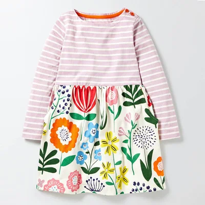 Vidmid детский платья для маленьких девочек; Новая одежда из хлопка с аппликацией животных одежда принцессы платье для девочки платья с длинным рукавом - Цвет: as photo