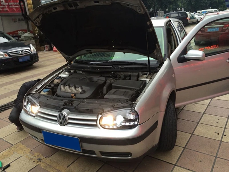 Hireno автомобильный Стайлинг чехол для VW Golf 4 фары светодиодный DRL Объектив Двойной Луч Ксенон